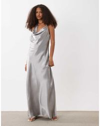 Vero Moda - Halterneck Scoop Front Satin Maxi Dress - Lyst