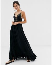 Free People Adella Maxi Slip Dress - Black