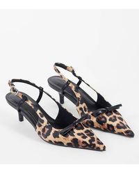 Asos Design Wide Fit - Skippy Bow Detail Slingback Kitten Heel Shoes - Lyst