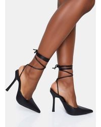 Public Desire - Verity Slingback Lace Up Pointed Court Stiletto Heels - Lyst