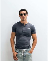 ASOS - Muscle Henley T-shirt With Chest Graphic - Lyst