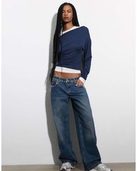 Stradivarius - Asymmetrical Neckline Top - Lyst