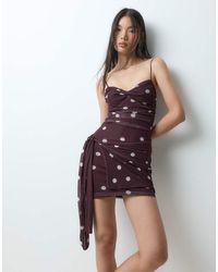 BRONZE SNAKE - Ruched Mini Dress With Side Tie - Lyst