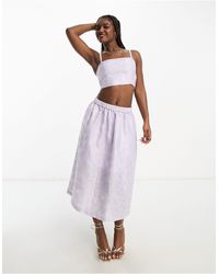 Monki - Co-ord Floral Shimmer Brocade Midi Skirt - Lyst