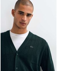 Lacoste - Cotton Blend V Neck Cardigan - Lyst