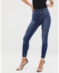 Spanx Shape And Lift Distressed Skinny Jeans - Blue