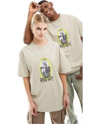 Weekday - T-shirt oversize unisex color pietra con stampa "dream reality" - Lyst