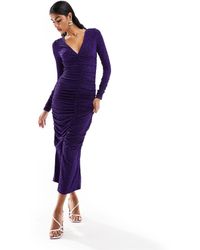 Y.A.S - Ruched Front Maxi Dress With Crackle Glitter - Lyst
