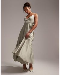 ASOS - Bridesmaid Satin Midi Dress With Tie Back - Lyst
