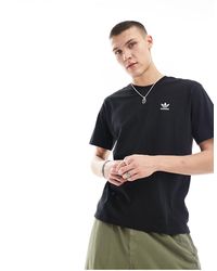 adidas Originals - Camiseta negra básica con trébol trefoil essentials - Lyst