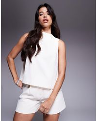ASOS - Tailored High Neck Button Back Swing Top - Lyst