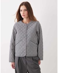 Barbour - Cashel Gingham Collarless Quilted Jacket - Lyst