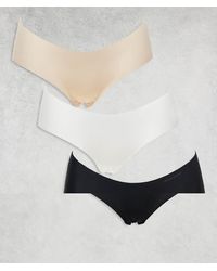 Cotton On - Multipack De Braguitas Culotte De Color Negro, Café Con Leche Y Crema Sin Costuras Con Detalle De Encaje De - Lyst