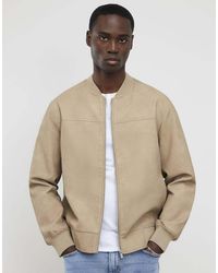 River Island - Faux Leather Bomber Jacket - Lyst