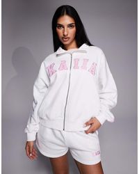 Kaiia - Embroidered Logo Funnel Neck Zip Through Sweatshirt - Lyst