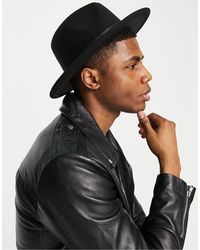 Bolongaro Trevor Felt Fedora Hat With Leather Trim - Black