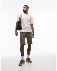 TOPMAN - Pantalones Cortos Verde Lavado De Estilo Carpintero De - Lyst