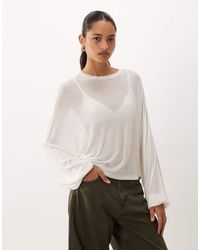 ASOS - Batwing Sheer Waisted Knit Top - Lyst