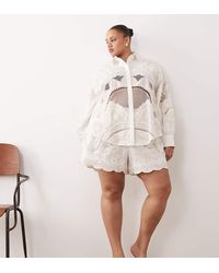 ARRANGE - Curve Embroidered Cutwork Short Co-Ord - Lyst