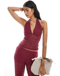 Pull&Bear - Lace Halterneck Top Co-ord - Lyst