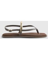 River Island - Leather Toe Thong Bangle Flat Sandals - Lyst