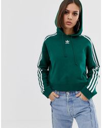 adidas Originals Adicolor Cropped Hoodie In Green