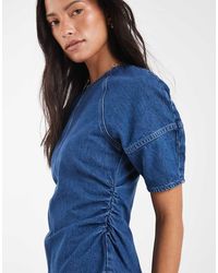 ASOS - Cinched Waist Denim Top Cocoon Sleeve - Lyst