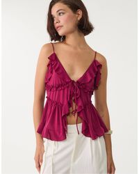 Stradivarius - Top volanté à bretelles fines - Lyst