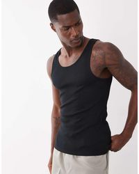ASOS - Muscle Fit Ribbed Tank With Mid Scoop - Lyst