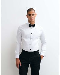 ASOS - Slim Fit Sateen Shirt With Pleated Bib Detail - Lyst