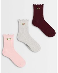 Cotton On - 3 Pack Rosette Frill Ribbed Sock - Lyst
