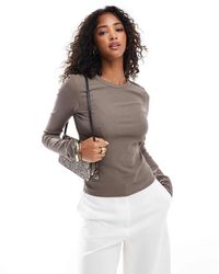 & Other Stories - Geribbelde Top Met Lange Mouwen - Lyst