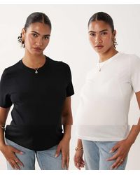 Vero Moda - Pack De 2 Camisetas De Color Negro Y Blanco - Lyst