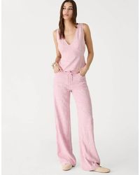 Stradivarius - Broek Van Linnenmix Met Borduursel - Lyst