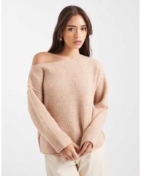 Miss Selfridge - Jersey Holgado Con Cuello Asimétrico Y Hombro Descubierto De Punto Suave De - Lyst