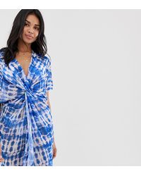 New Look Tie-dye Strandtuniek Met Gedraaide Voorkant - Blauw