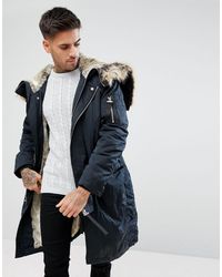 River Island Parka Jacket With Faux Fur Lining In Khaki
