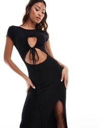 ASOS - Cap Sleeve Ruched Keyhole Maxi Dress With Super Strappy Tie Front - Lyst