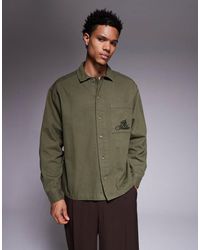 ASOS - Oversized Shirt With Floral Back Embroidery - Lyst
