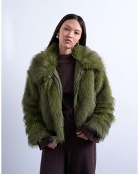 TOPSHOP - Faux Fur Zip Thru Bomber Jacket - Lyst