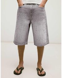 Bershka - baggy Bermuda Shorts With Studs - Lyst
