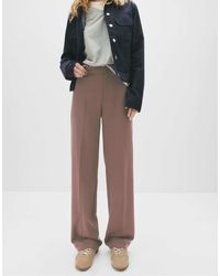 Pull&Bear - Pantalon droit habillé à taille haute - marron - Lyst