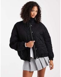 ASOS - Chaqueta Bomber Negra Guateada Con Detalle En El Canesú De -Gris - Lyst