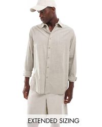 ASOS - Camicia Comoda Effetto Lino Grigia Con Colletto Button-Down - Lyst
