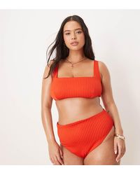 ASOS - Asos Design Curve Riddy Rib High Leg High Waist Bikini Bottom - Lyst