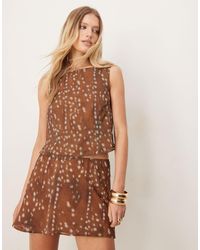 ASOS - – chiffon-minirock mit rehfell-muster und knitterstruktur, kombiteil - Lyst