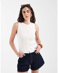 New Look - Ribbed Knitted Button Down Vest - Lyst