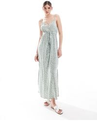 Vero Moda - V Neck Maxi Dress With Tie Waist - Lyst