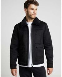 River Island - Regular Fit Shearling Western Jacket - Lyst