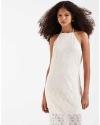 Vero Moda - Stretch Lace Halter Maxi Dress - Lyst